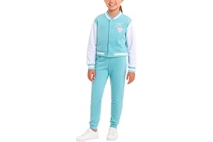 Angel Face Girls Sweatpants Set - 2 Piece Soft Fleece Varsity Jacket and Sweatpants for Girls Sweatsuit Activewear Set