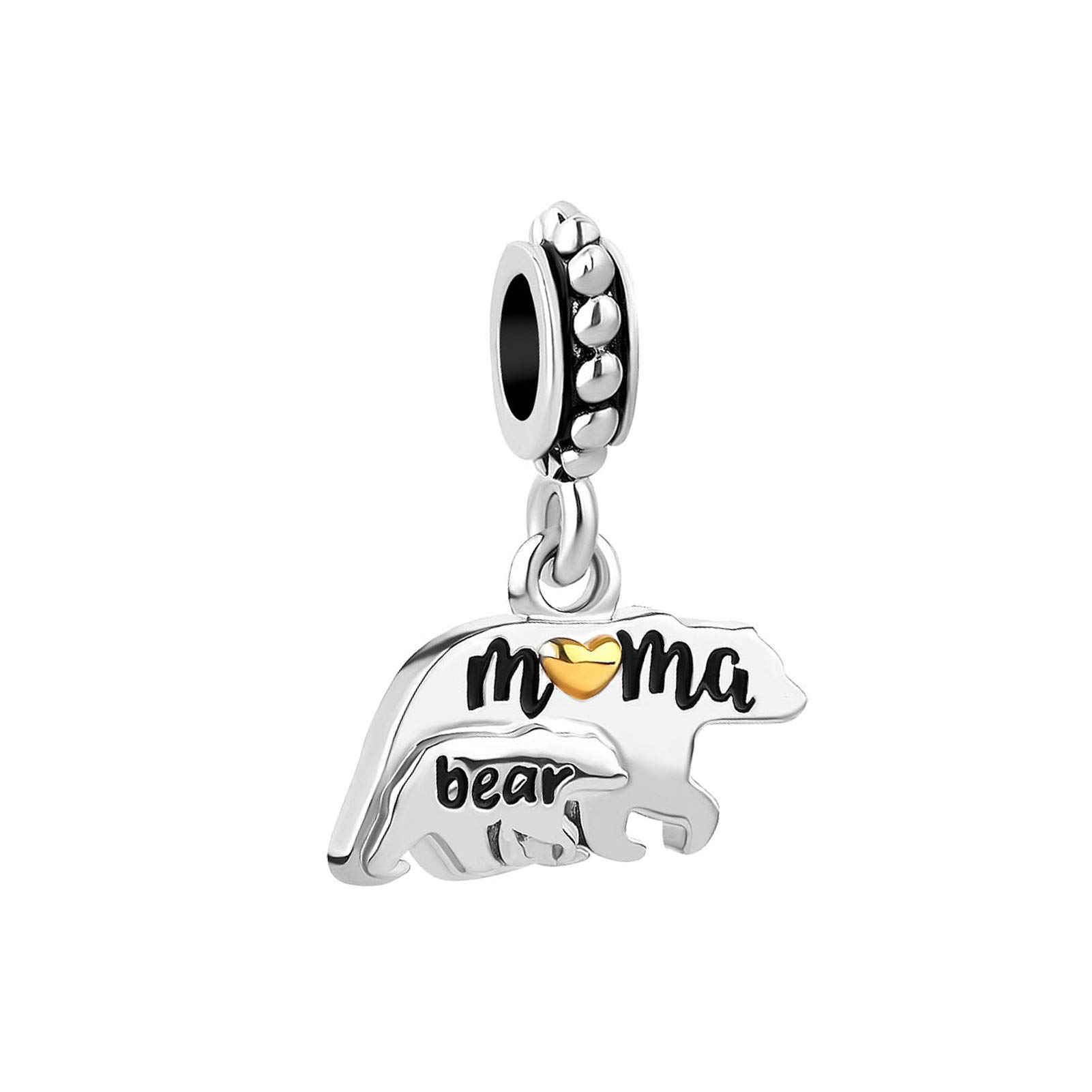 Mama-Bear Dangle Charm Compatible with Pandora Charms Bracelets Mommy Bear Mum Mother Auntie Daughter Love Mothers Day