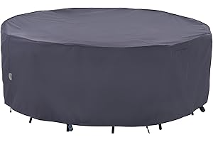 F&J Outdoors Outdoor Patio Furniture Covers, Waterproof UV Resistant Anti-Fading Cover for Large Round Table Chairs Set, Grey, 84" Dia x 27.5" H
