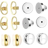 6 Pairs Earring Backs for Droopy Ears, Anti-Allergic Heavy Earring Supports, Secure Stud Clutches for Sensitive Skin, Gold Brass Heavy Earrings Lifters Backs