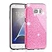 MEKO Glitter Bling Rubber Shock Absorbing and Scratch Resistant Bumper Case for Samsung Galaxy S7 Edge, Pink