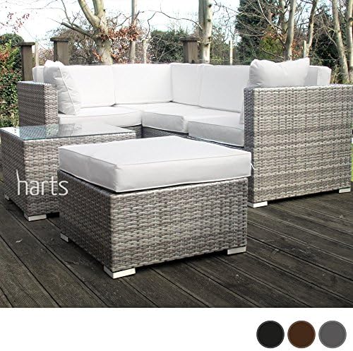 Harts - Premium Rattan Corner Sofa - Versatile Modular Design Garden furniture (Grey Rattan + Middle)