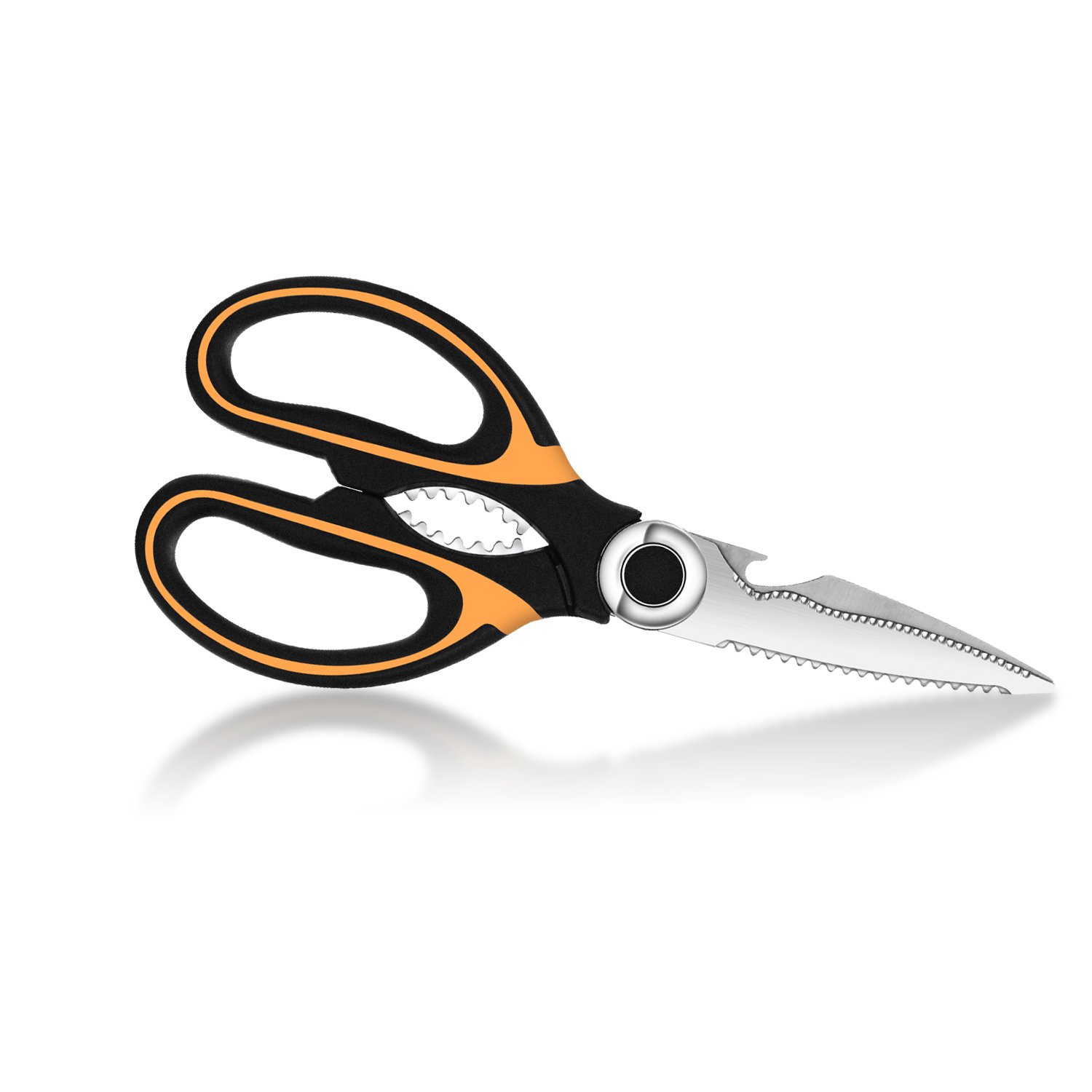 Kitchen Shears, Naxxlab Stainless Steel Multi-Purpose Heavy Duty Kitchen Scissors, Cooking Scissors with Bottle Opener Sacle Scraper Function 8 Inch (Orange & Black)