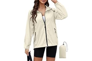 PITINAN Women's Lightweight Hooded Raincoat Waterproof Windbreaker Jacket Packable Active Outdoor Rain Jackets S-XXL