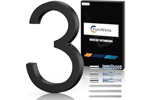 FumWens 6 Inch Floating House Numbers for Outside, Metal Address Numbers for Outdoor, Anti-Rust Modern House Numbers with Nail Kits for Front Door Garden Mailbox, Zinc Alloy Black, 911 Visibility Signage (Black 03)