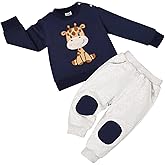 DOMOABEI Toddler Baby Boy Outfit Fall Winter Boy Clothes Long Sleeve Cute Cartoon Sweatshirts Pants Outfits 9 Months-4T