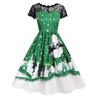 open lace back dress Womens Christmas Dress Vintage 1950s Dresses Long Sleeve Swing Party  Dresses Xmas Cocktail Dress Party Holiday Dress at Amazon Women's Clothing  store