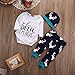 Newest Newborn Baby Kids Boys Girls Deer T-Shirt Tops+Pants Outfits Sets (6-12 Months, White&Dark Blue)