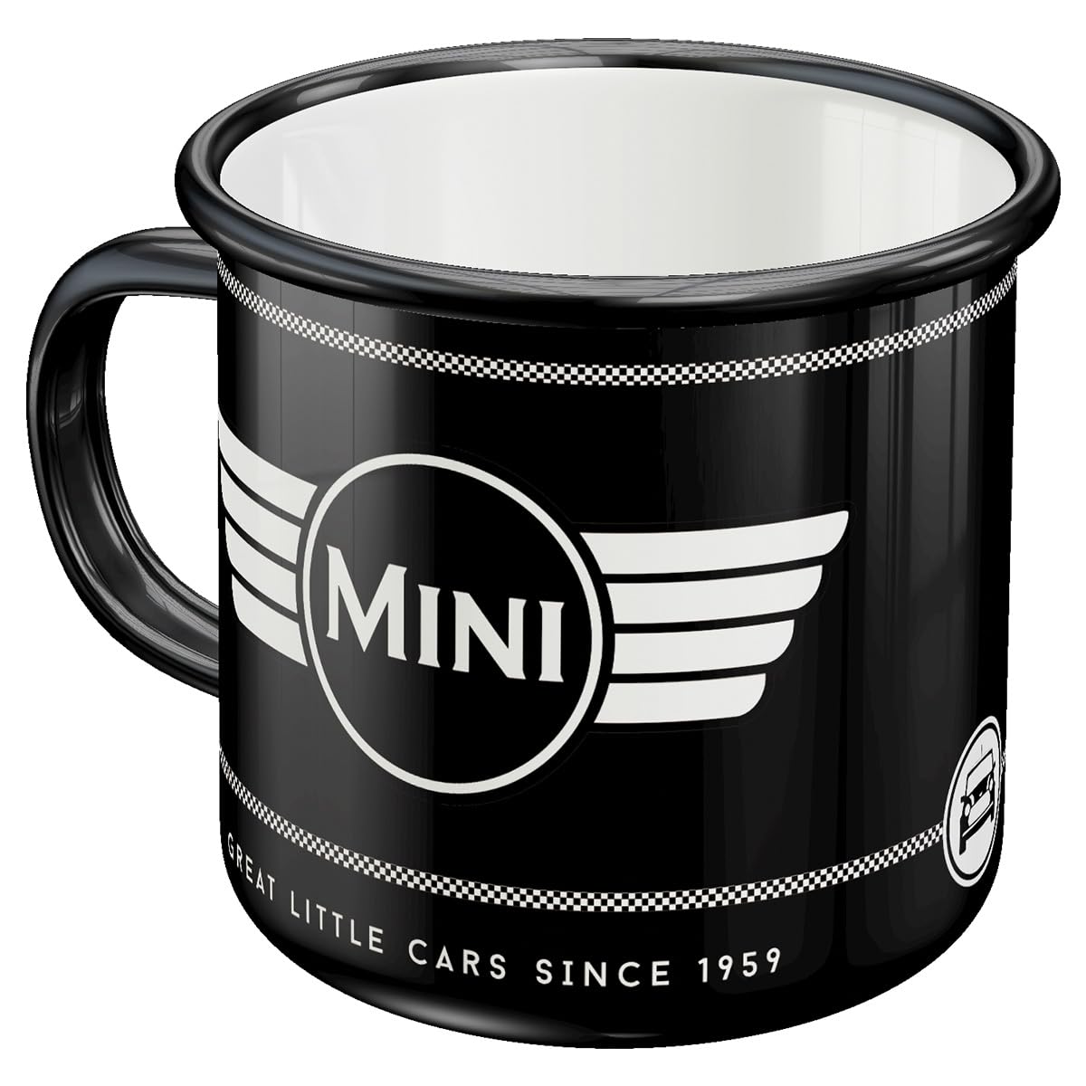Nostalgic-Art Retro Enamel Mug 360ml Mini - Logo Black - Gift Idea for Mini Cooper Accessories Fans Camping Mug Vintage Design