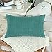 CaliTime Throw Pillow Covers Pack of 2 Comfy Corduroy Corn Striped Waffle Decorative Cushion Cases for Couch Sofa Bed Farmhouse 12 X 20 Inches Teal