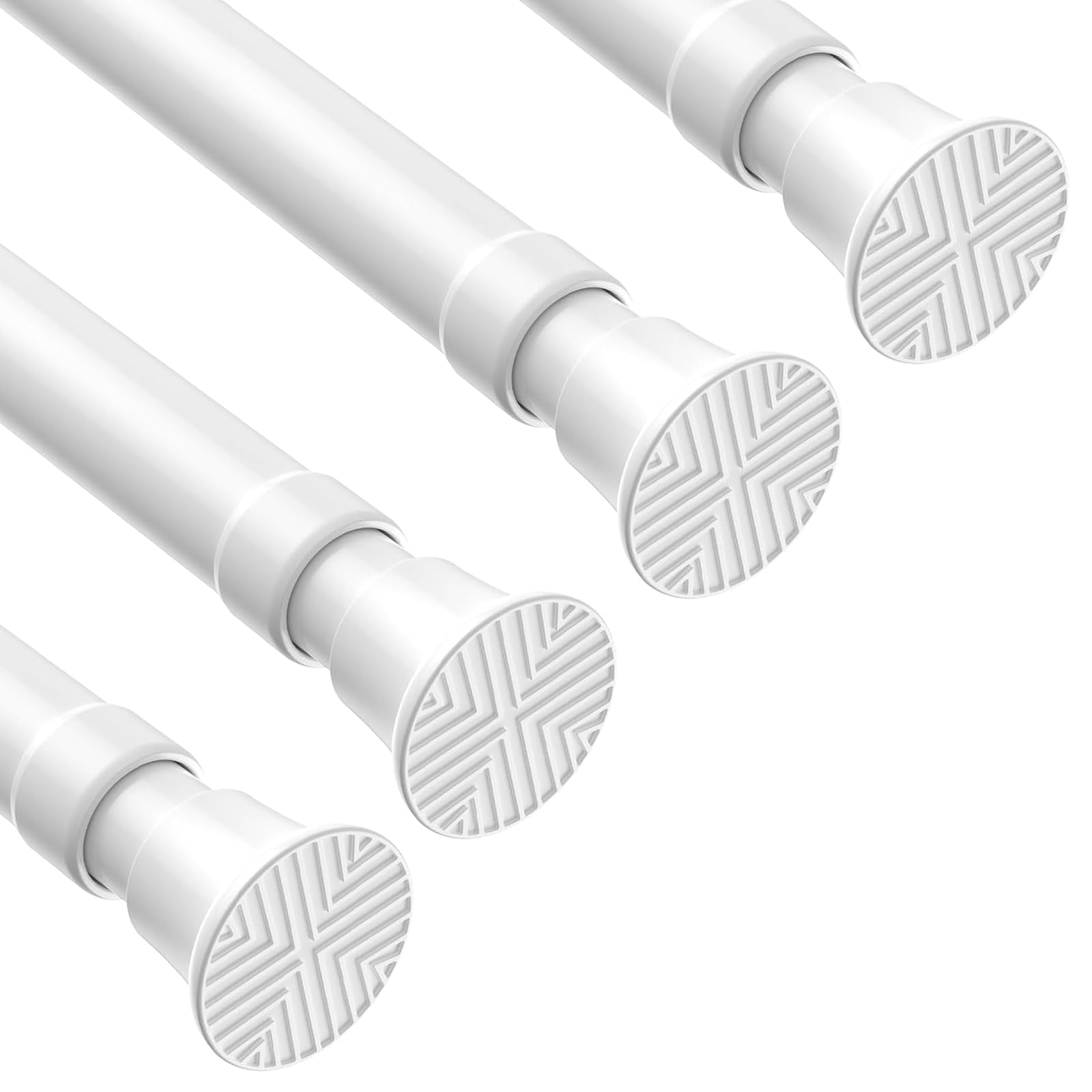 4Pack Spring Tension Curtain Rods 23 to 46 Inch,White Small Tension Rod Spring Curtain Rod No Drilling,Adjustable Short Curtain Rods for Window,Kitchen,Closet,Doorway Image