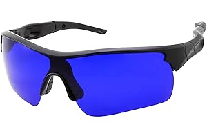 GRINDERPUNCH Men's Golf Ball Finder Glasses - True Blue Lens - Sports Style Frame - Wrap Around Sunglasses