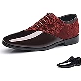 OXNEUHG Men's Patent Velvet Lace-up Dress Tuxedo Shoes Classic Vintage Cap Toe Low Top Caden Oxfords usiness Prom Wedding Formal Shoes