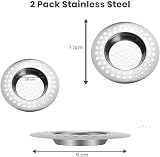 Rubigo Stainless Steel Sink Drainer Plug Hair Catcher 2 Pack 7.7cm 90 Holes view 5
