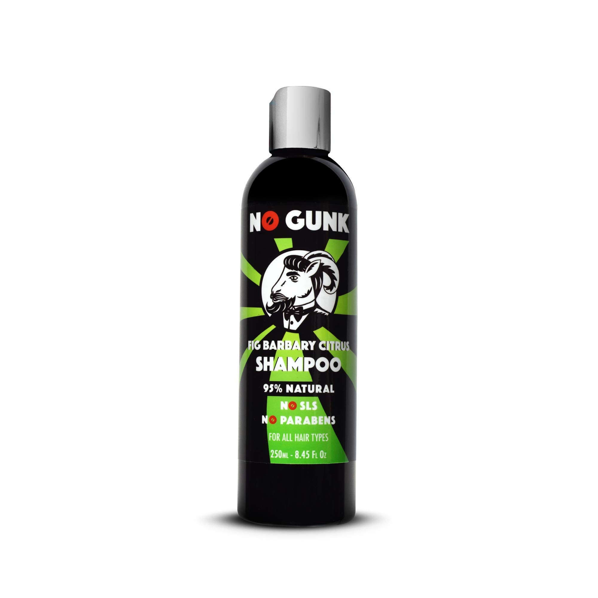 NO GUNK Natural Shampoo For Men of All Hair Types - Sulphate/SLS & Paraben Free - Fig Barbary Shampoo (Citrus, 250ml)