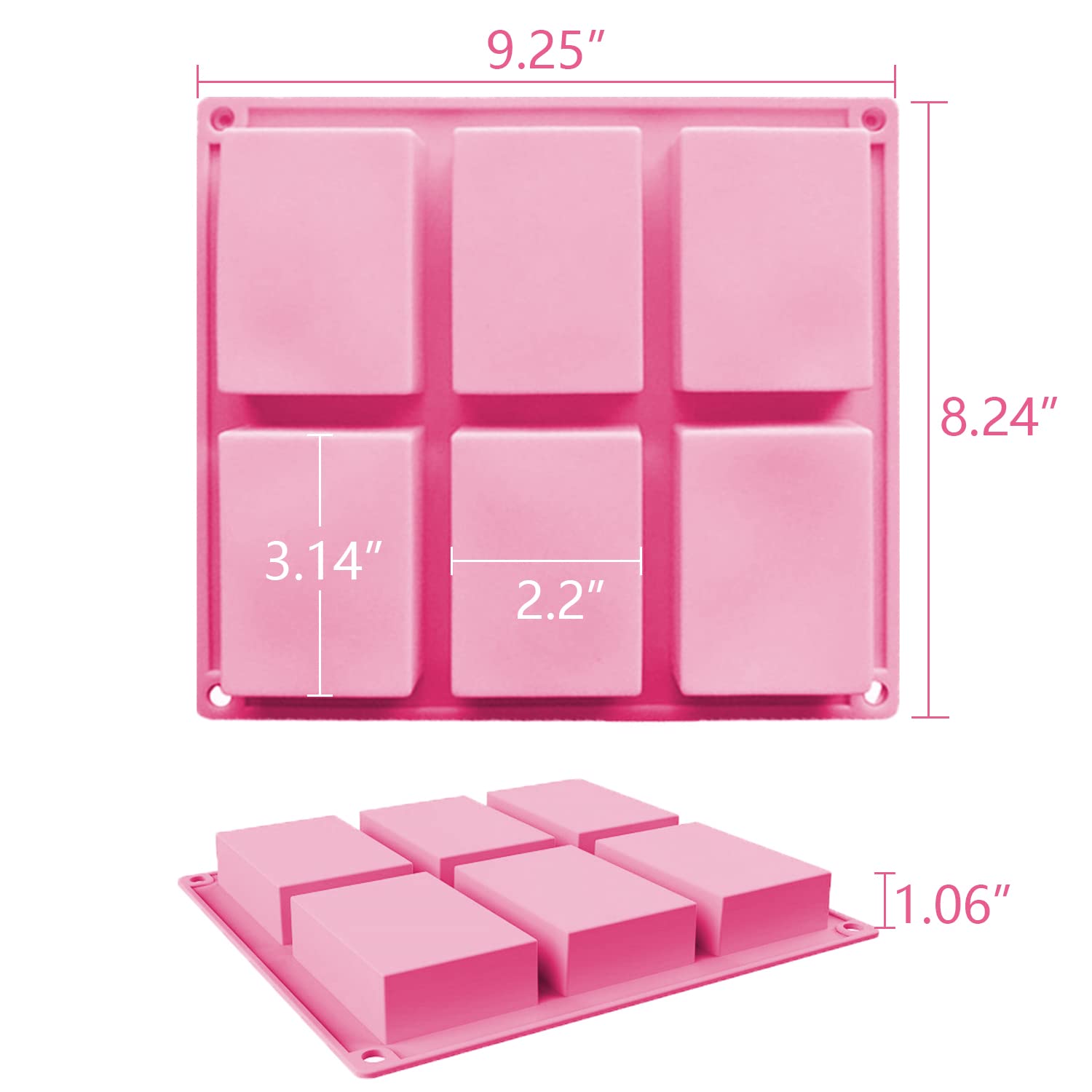 3 Pack Silicone Soap Molds, 6 Cavities Flower Making Mold, Included Rectangle Shape Supplies, Perfect for Handmade Soaps, Homemade Chocolate