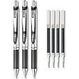 Pentel EnerGel Deluxe RTX Liquid Gel Ink Pen Set Kit, Pack of 3 with 4 Refills (Black - 0.7mm)
