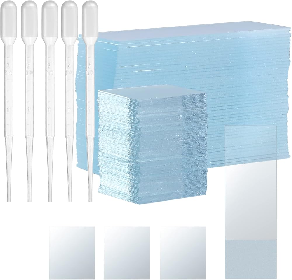 通用 Microscope Slides and Cover Slips Kit 50 Slides 100 Coverslips 5 Droppers