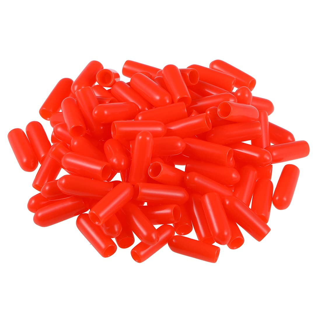 sourcing map 100pcs Rubber End Caps 4mm ID Vinyl Round Tube Bolt Cap Cover Thread Protectors Red