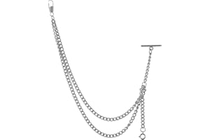 TIONG Gold/Silver Men's Pocket Watch Chain Vintage Albert Chain with Lobster & T-Bar Clasps Watch Chains Link Vest/Suit for Your Pocket Watches/Pendant