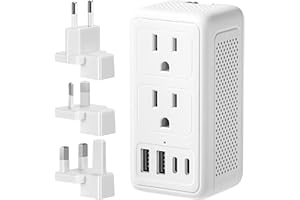 Mapambo 220V to 110V Voltage Converter for Hair Dryer Worldwide Universal Travel Plug Adapter with 2 USB Port 2 USB C International Power Adapter for US to European, Europe, EU/UK/AUS/US Type A C G I