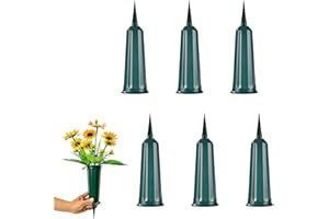 Cemetery Vases with Spikes, 6 Pack Plastic Memorial Flower Vases 25×7.5 cm (9.84×2.95 in) Grave Flower Holder for Headstone, 