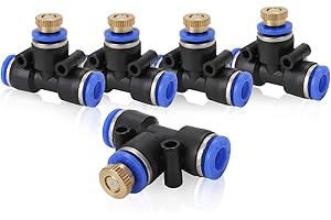 CozyCabin 5PCS Misting Nozzles Tees with Metal High Pressure Nozzles for Outdoor Water Mister Cooling System Patio (T-type #4)