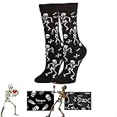 Spooky Halloween Gifts - Gothic Skeleton Witchy Ghost Socks for Adult, Horror Skull Sock