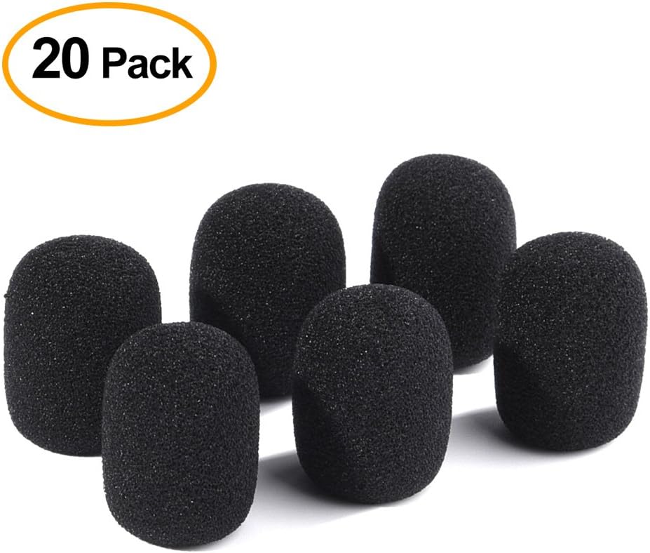 FEPITO 20 Pack Mini Size Microphone Windscreen for Lapel Lavalier Headset Microphone Foam Covers