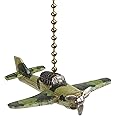 Clementine Designs Fighter Plane Ceiling Fan Light Dimensional Pull Resin Green
