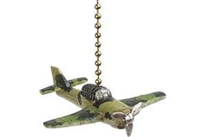Clementine Designs Fighter Plane Ceiling Fan Light Dimensional Pull Resin Green