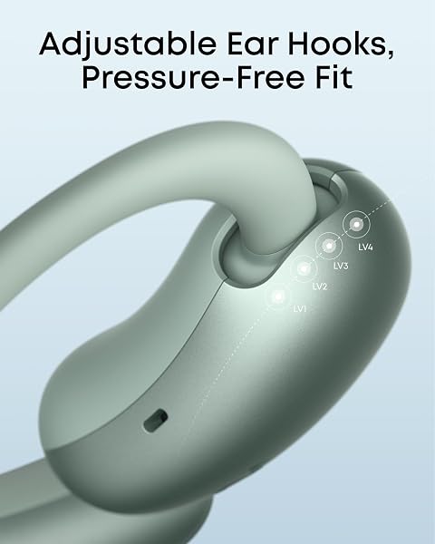 SOUNDCORE AEROFIT 2 BY ANKER, OPEN-EAR HEADPHONES, REAL-TIME TRANSLATION EARBUDS, 4 ADJUSTABLE POSITIONS FOR EVERY EAR SIZE, 2× RICHER BASS, HI-RES, 42H PLAYTIME, IP55,AI CLEAR CALLS,WIRELESS CHARGING