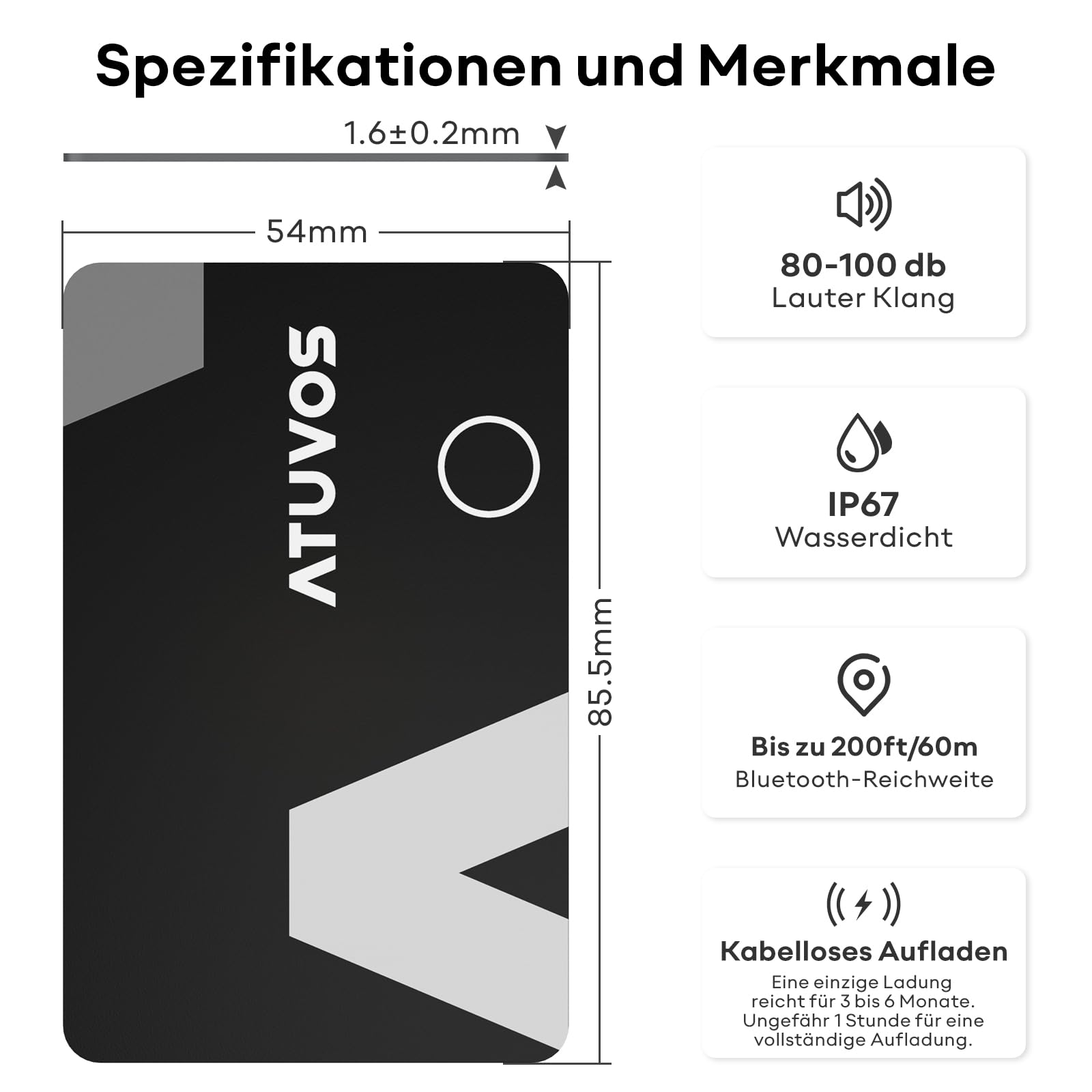 ATUVOS Air Tag Card Wallet Tracker Karte Thin 1.6mm 2er Pack, Wiederaufladbarer Geldbörsenfinder Kompatibel mit Apple Wo ist? APP (iOS NUR,Android Not Supported),Item Finder für Reisekoffer/Geldbeutel 8