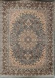 Feraghan/New City Traditional Isfahan Wool Persian Area Rug, 2' x 3', Light Blue/Silver