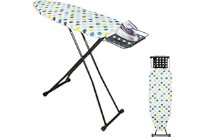 LIWSHWZ 12"x36" Adjustable Lightweight Ironing Board with Heat-Resistant Cover,Foldable Steel Frame & Iron Rest – Standing Ir
