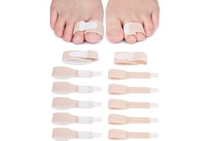Golbylicc 12 Pack Fabric Hammer Toe Corrector, Reusable Broken Toe Protectors Buddy Taped Wraps, Hammertoe Straightener, Toe Splint for Broken Toe, Crooked Toes, Bent Toes