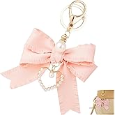 PAHAFENRY Bow Purse Keychain Charm Set Cute Pearl Wristlet Keychains for Handbags Backpacks Car Keys Decorative Bag Charms for Women