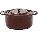 Kenmore Oak Park 5-Quart Cast Iron Dutch Oven Casserole With Lid With Metallic Enamel - Red