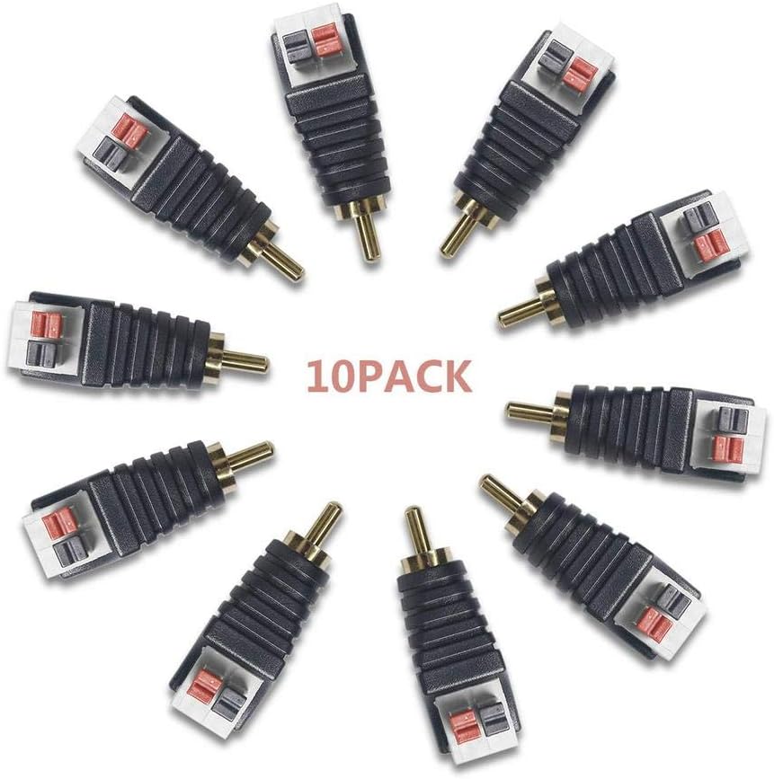 RCA Cable Audio Adapter, 10 Pack AVACON Audio Cable to RCA Adapter, Cable to Audio Male RCA Connector Adapter