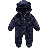 WYTbaby Baby Snowsuit Fleece Hooded Romper Toddler Footed Jumpsuit Onesie Thin Fall Winter Outfits