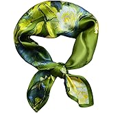Sichdew Women 100% Mulberry Silk Neck Scarf Lightweight Digital Print Small Square Scarfs- Neckerchief Gift Packing 21"*21"