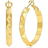 YOUNGYUE 30mm Gold Hoop Earrings for Women Hypoallergenic 925 Sterling Silver Hoop Earrings Lightweight Spike Gold Earrings for Women