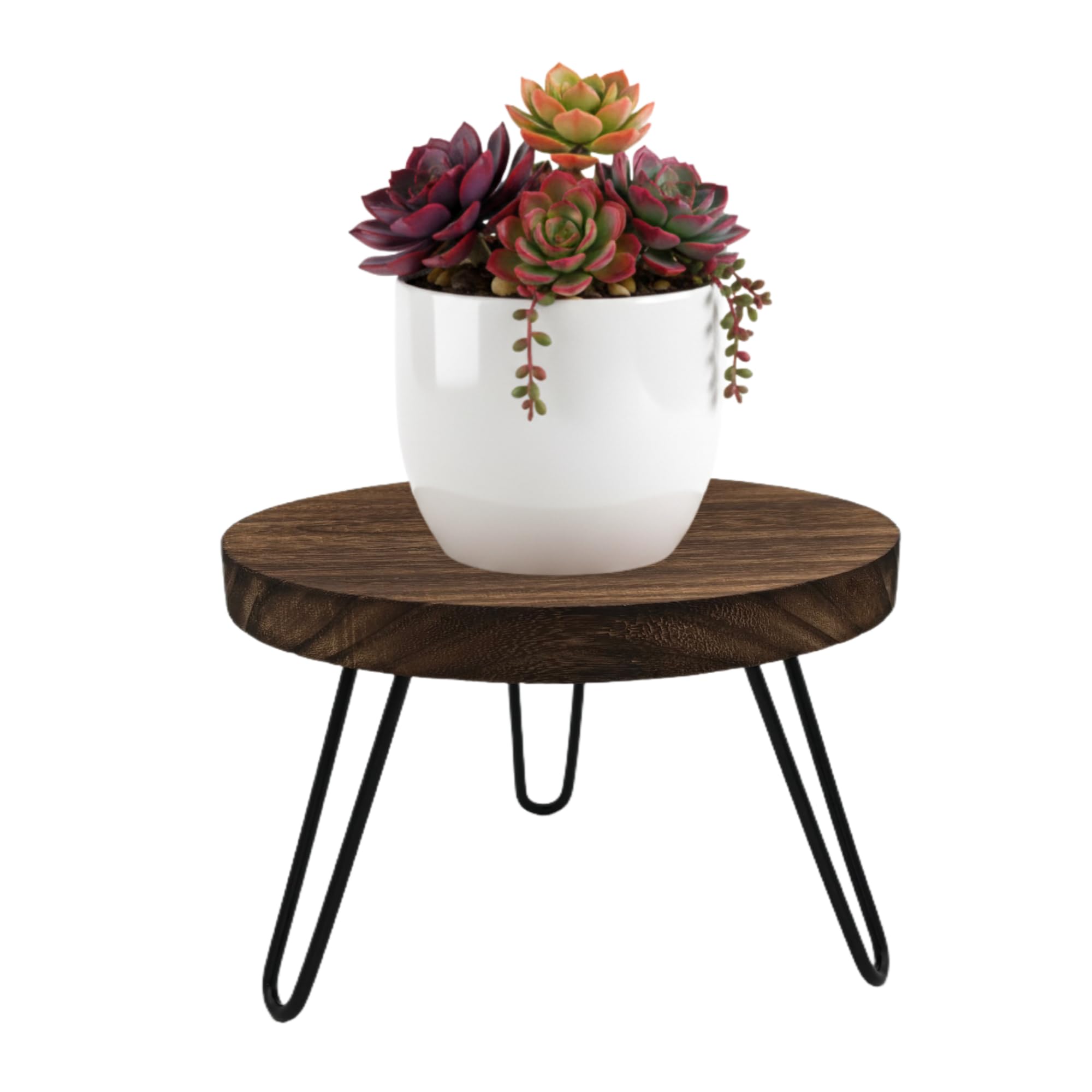 FESTLOVE Wood Plant Stand Indoor Outdoor, 10'' Wooden Planter Stands Fit 5-12 Inch Pot, Plant Stool Flower Pot Stand Gardening Display Pedestals for Decor Living Room Balcony, Office, Patio