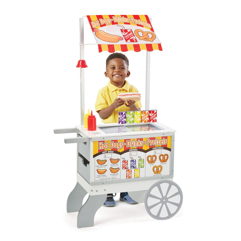 Melissa Doug Wooden Snacks and Sweets Food Cart 40+ Play Food pcs