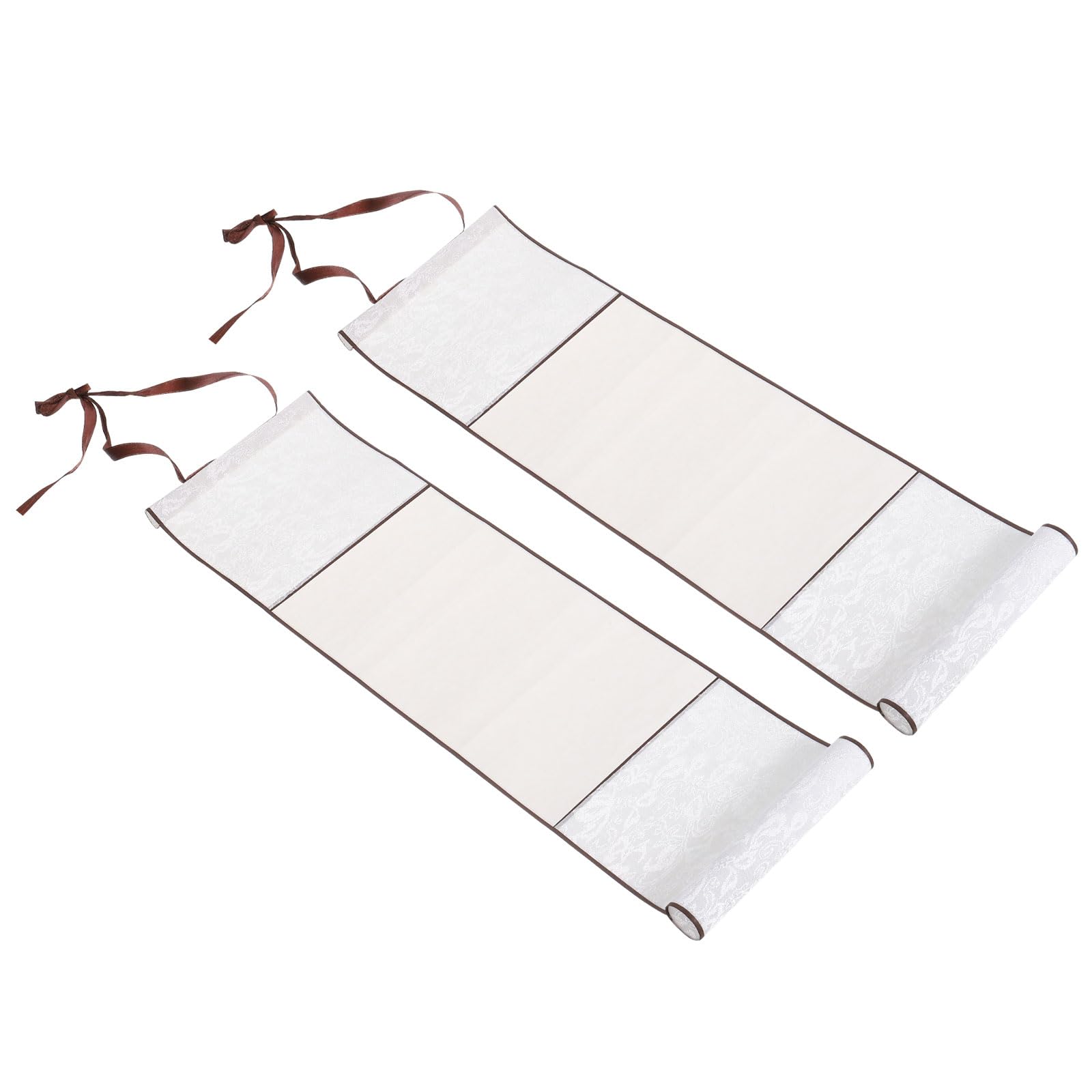 PATIKIL 6x20 Inch Xuan Paper Scroll, 2 Pack Silk Half Raw Ripe Blank Hanging Xuan Paper Chinese Calligraphy Practice Roll for Art Painting Home Decor, Beige