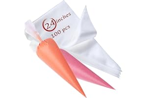 Piping Bags 24 Inch, Large Piping Bags Disposable 100PCS, Pastry Icing Bags Thickened Non-Slip and Anti-Burst, Tipless Piping