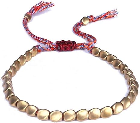 Amazon Co Jp Flyand 手作りチベットの銅ビーズブレスレット仏教の綿運餅ロープのブレスレットのためのブレスレット幸運の成功アマレ ホーム キッチン