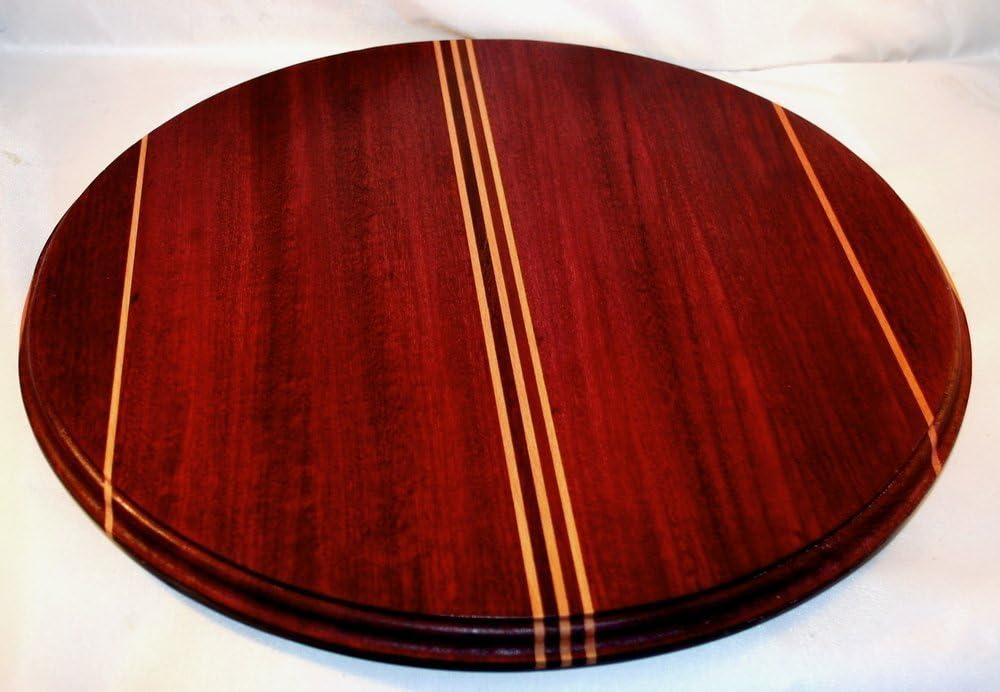 Round Lazy Susan Table Centerpiece-Large Lazy Susan Wooden Breadboard With Beech Inlay Stripes-16" Lazy Susan Wooden Centerpiece Bread Board