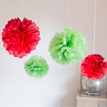 Werbewas 4er Set Pompoms aus Seidenpapier für Blumen / Bälle ALS Deko für Hochzeiten, Feiern, Partys, Geburtstage, Baby Showe