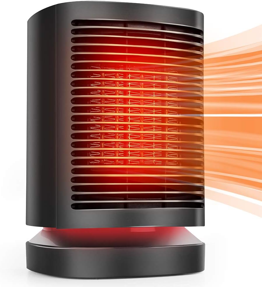 Portable Space Heater, Small/Mini Personal Electric Ceramic Heater, Quick Heat-up for Office Bedroom Desk Home with Overheat Protection and Tilt-Protection (3 Modes,950W, black)